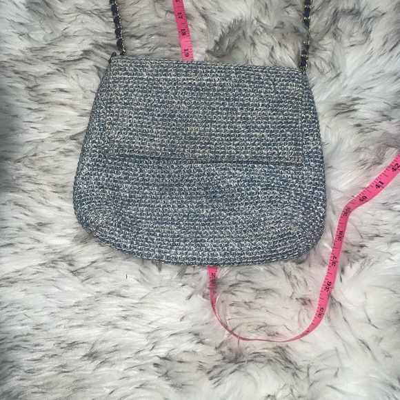 Vintage💙Blue woven crossbody bag with chain strap flap bag vintage bag y2k bag - Picture 14 of 14